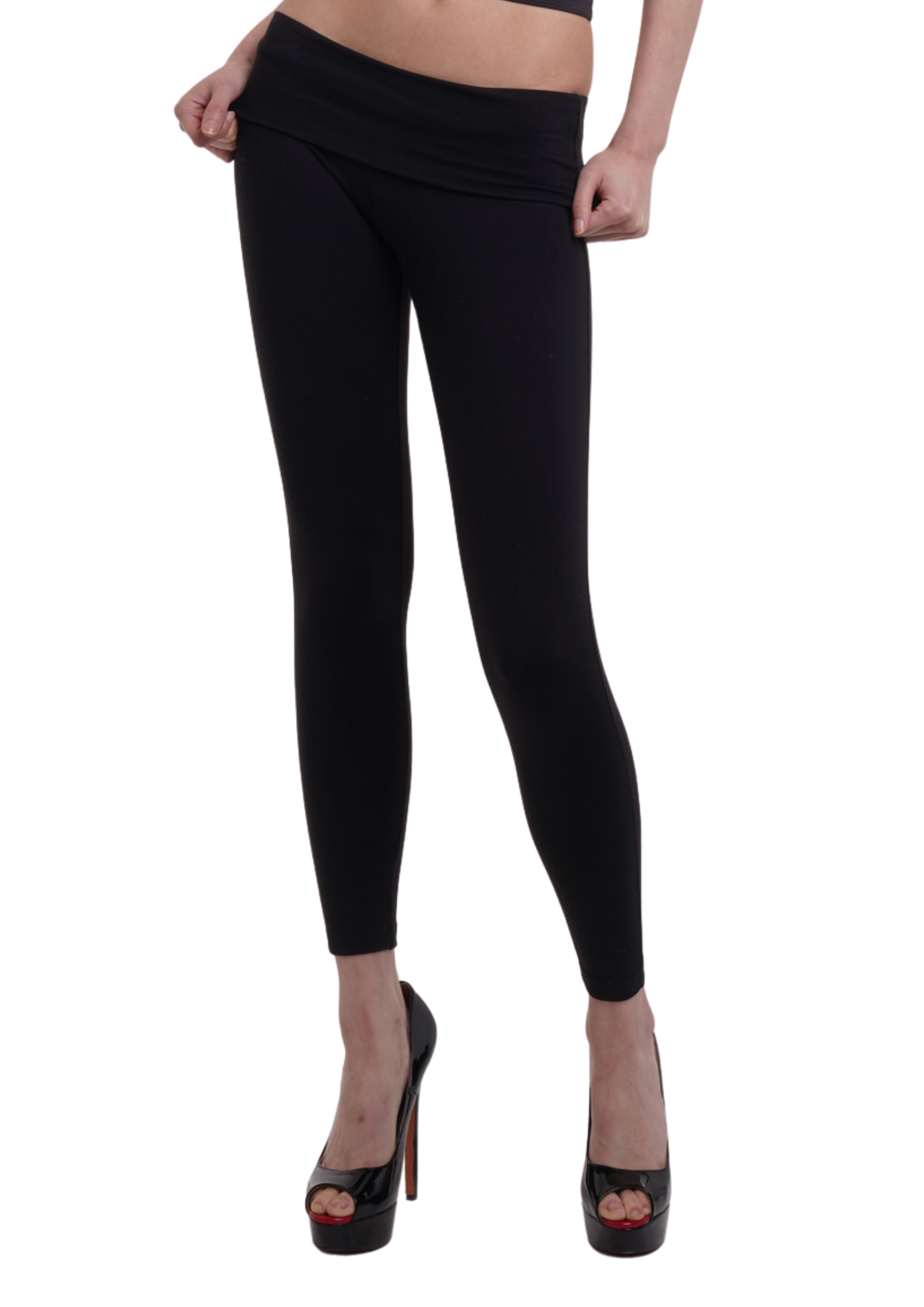 FOLD OVER LEGGINGS IN BLACK