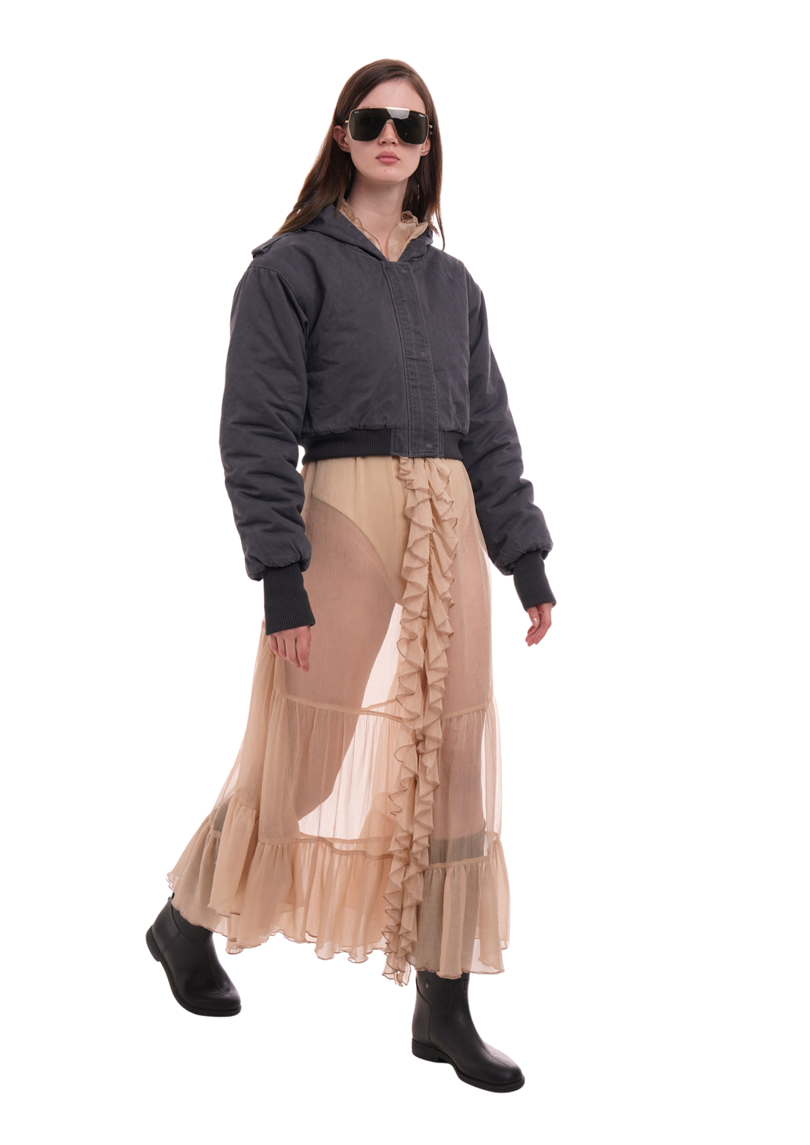 CAP CROP JACKET IN SMOKE