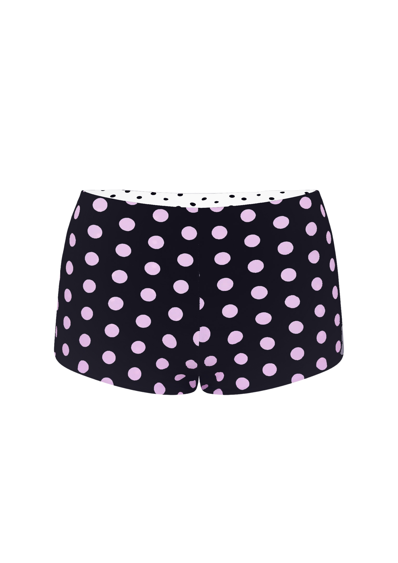 POLKA BOOTY SHORTS IN REVERSE BLACK & WHITE