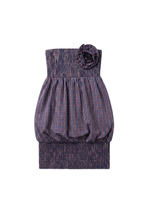 ROSE DETAIL DRESS IN DARK BLUE