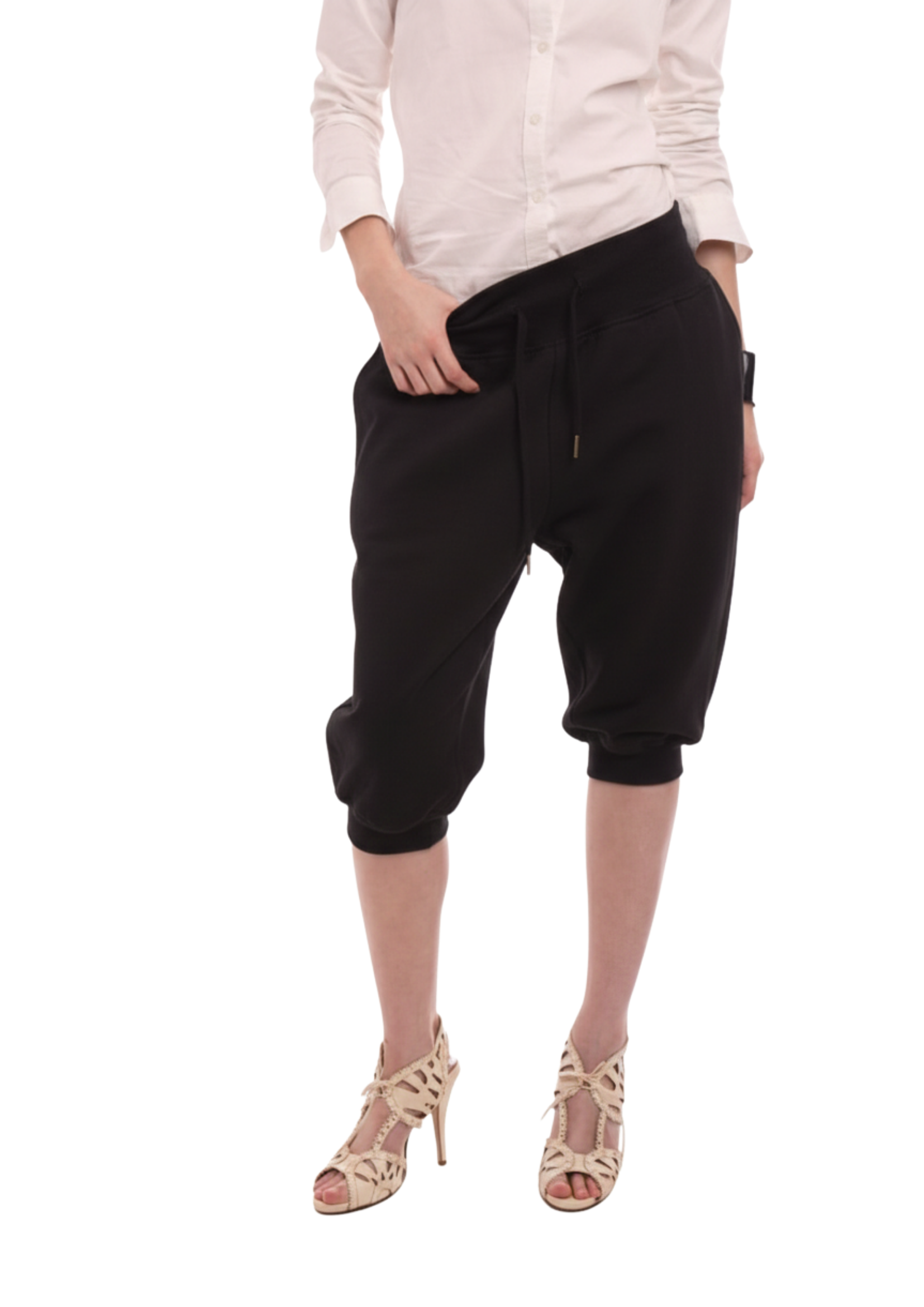 SWEATS SET CAPRIS IN WORN BLACK