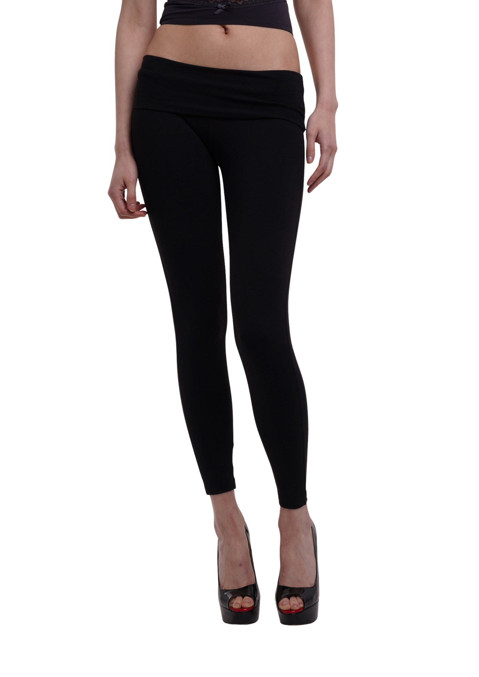 FOLD OVER LEGGINGS IN BLACK