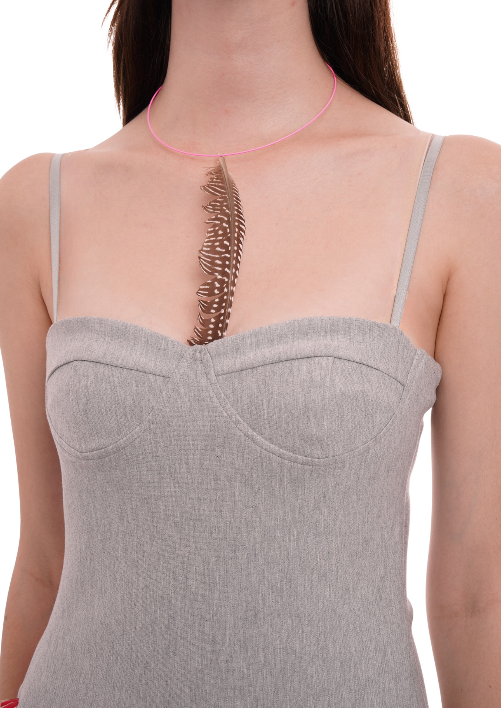 THE PLUNGE BODYSUIT IN GREY MARL