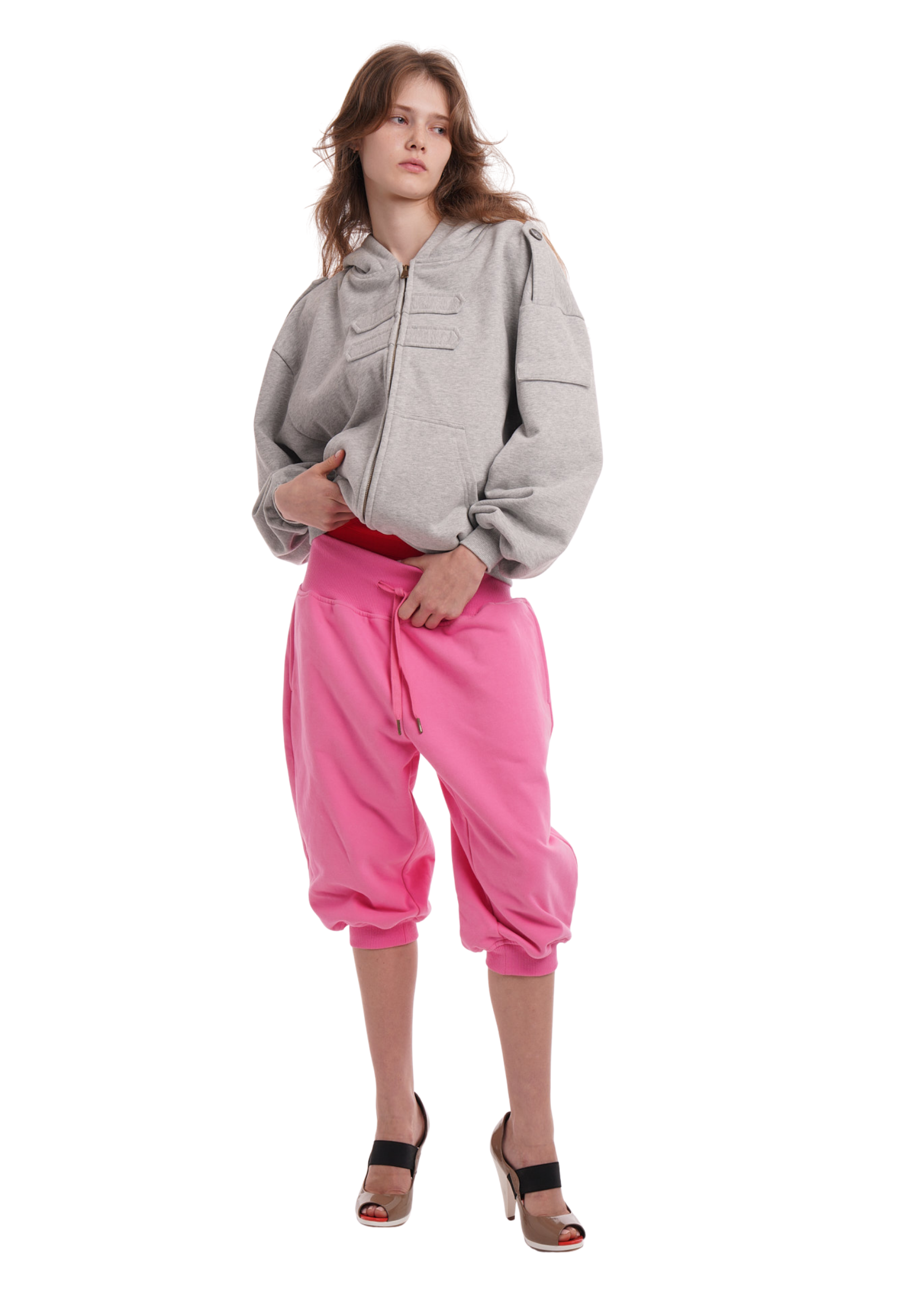 SWEATS SET CAPRIS IN WORN ROSIE PINK