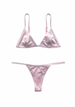 THE DEL SATIN BIKINI IN POWDER ROSE