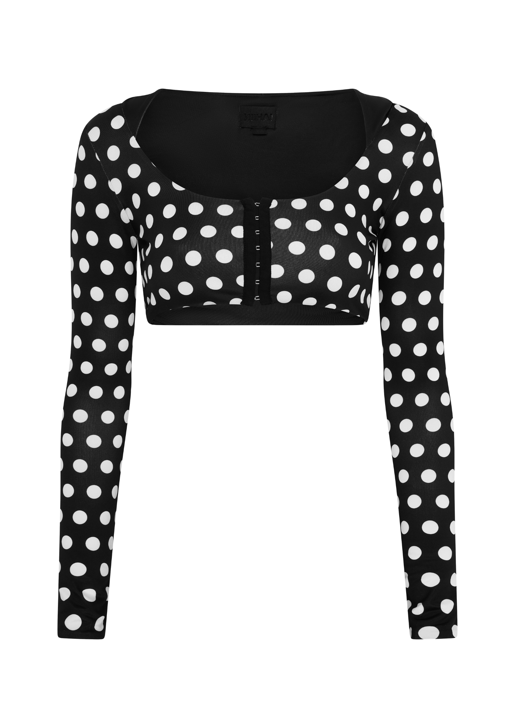 NiiHAi Ltd POLKA HOODED CROP TOP IN BLACK WHITE
