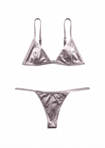 THE DEL SATIN BIKINI IN SILVER