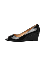 OPEN TOE MULE WEDGE IN BLACK