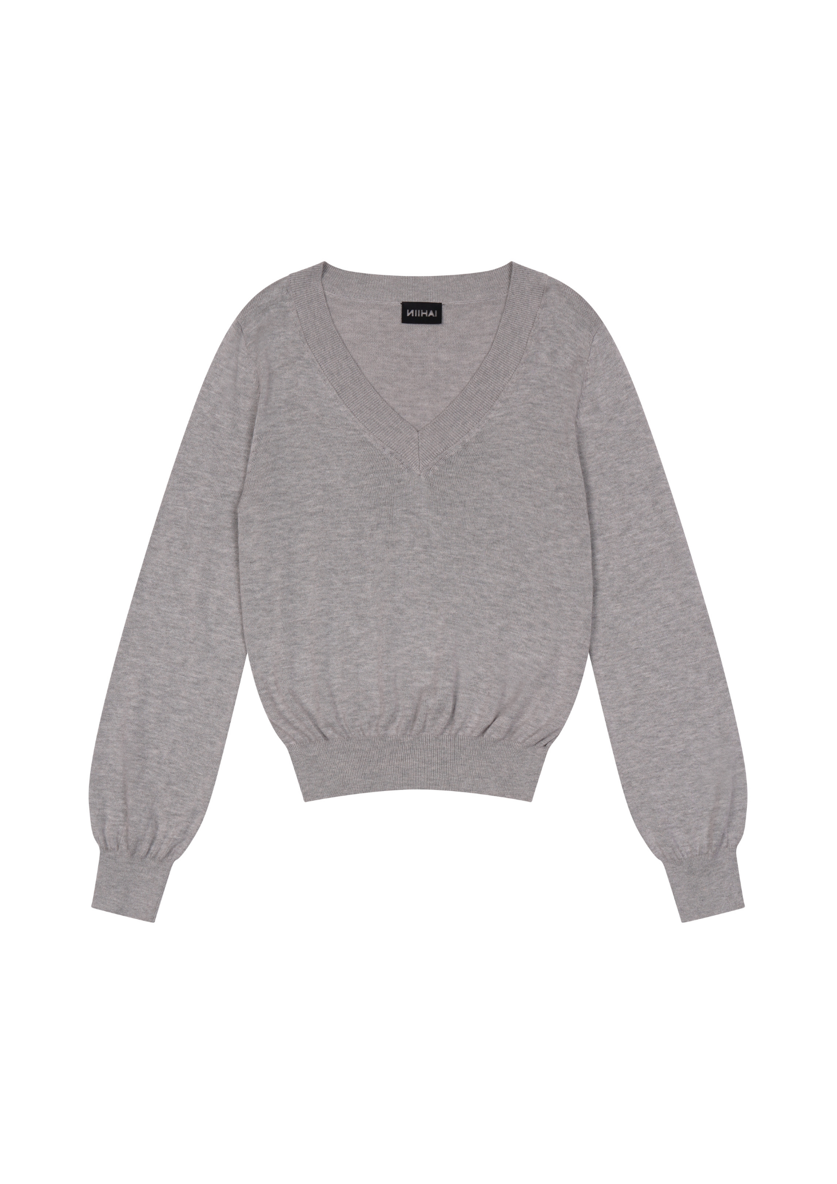 PULL OVER CROP IN GREY MARL