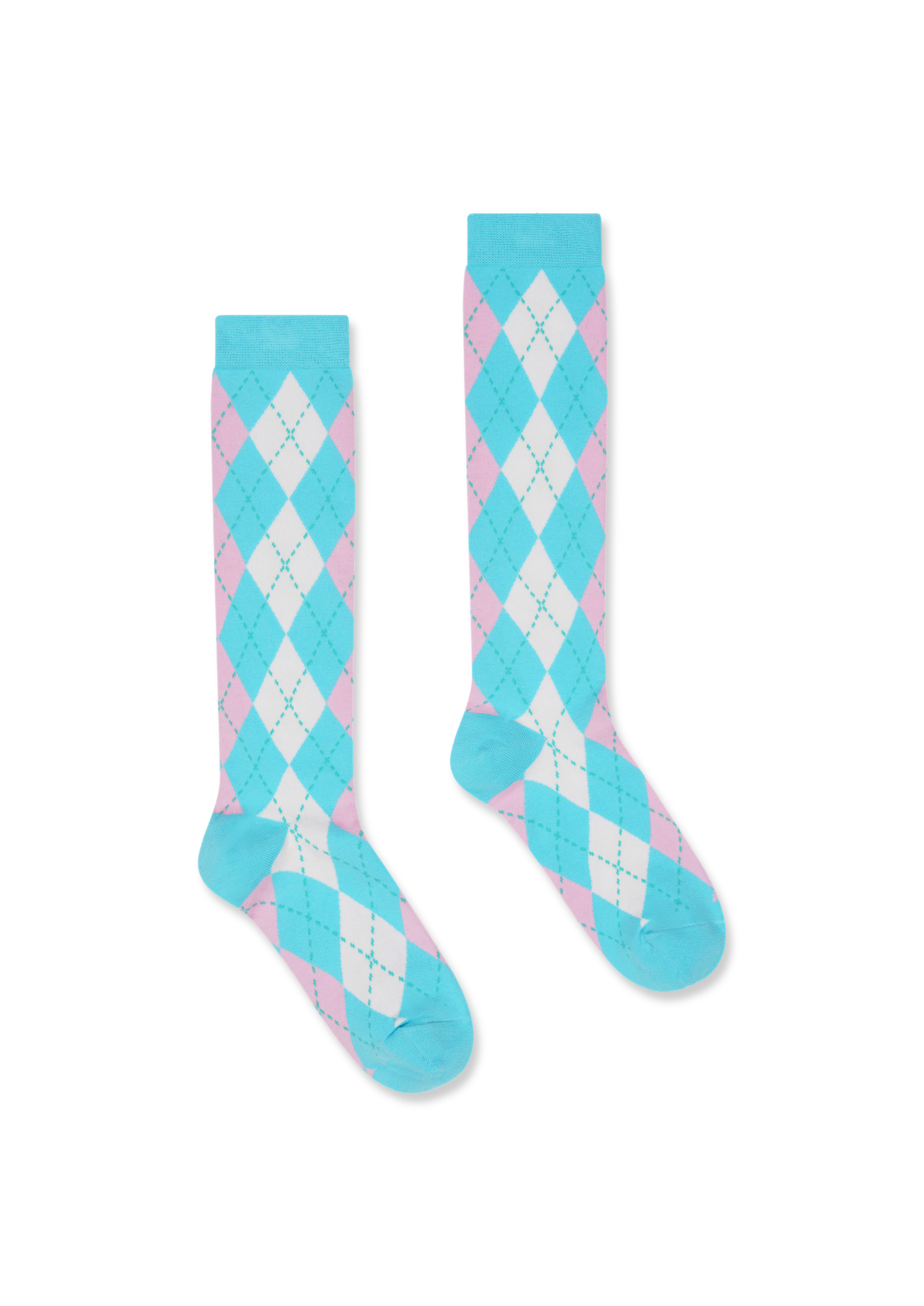 ARGYLE SOCKS IN BLUE & PINK
