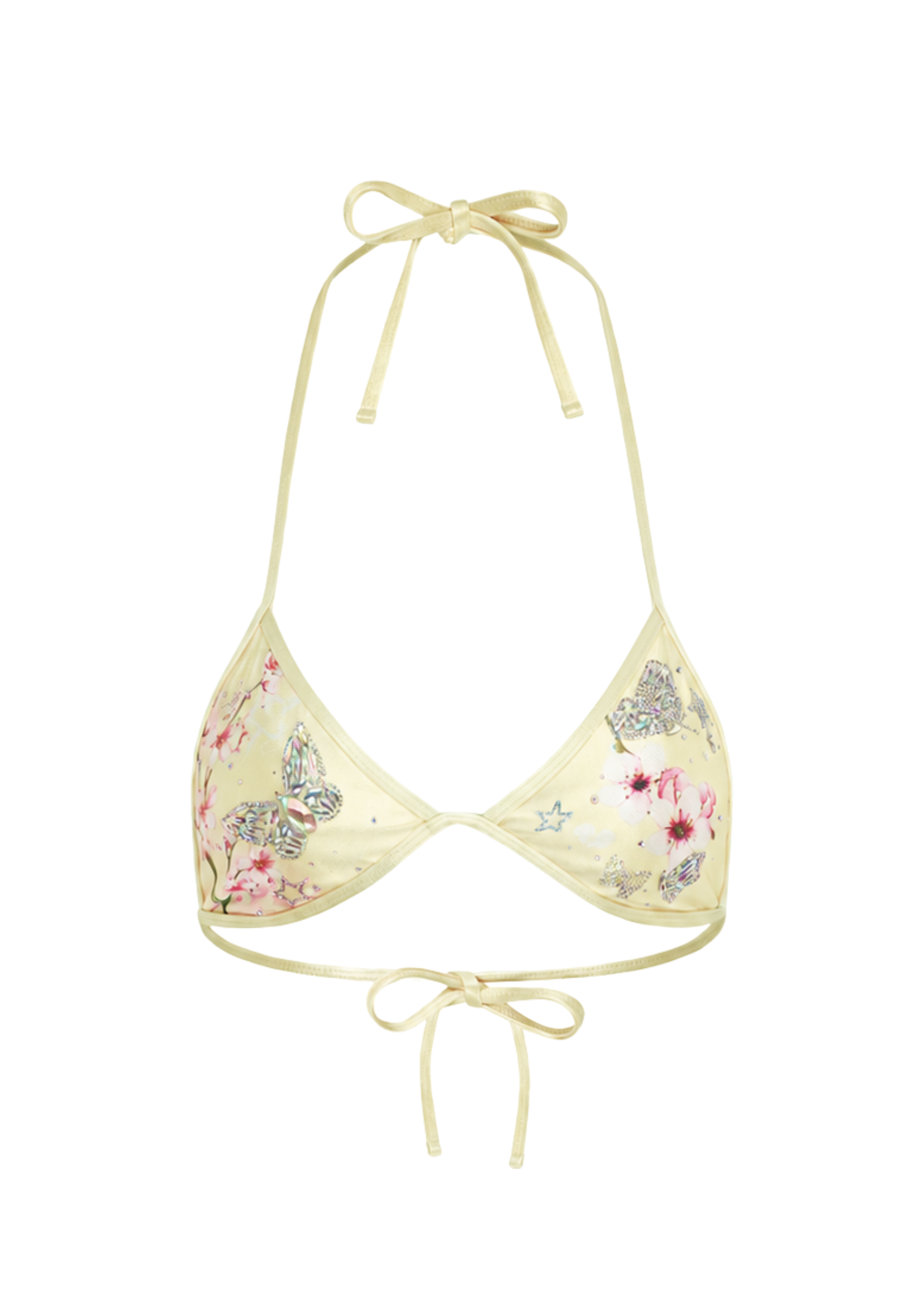 NIIHAI X MAIN ROSE BUTTERFLY TRIANGLE BIKINI TOP IN BUTTERFLY BUTTER YELLOW