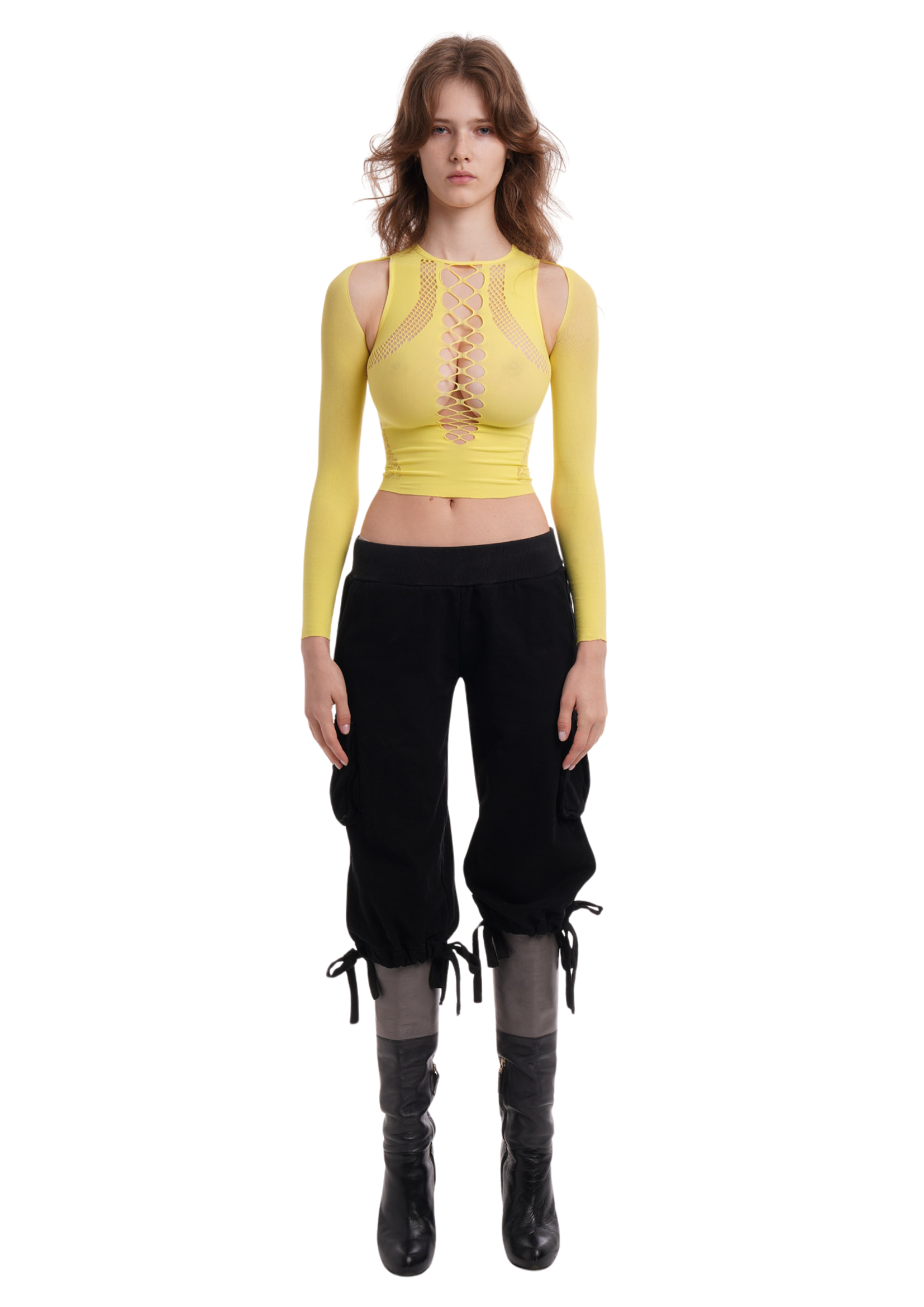 SHAPEWEAR STRETCH TOP & SLEEVES IN YELLOW