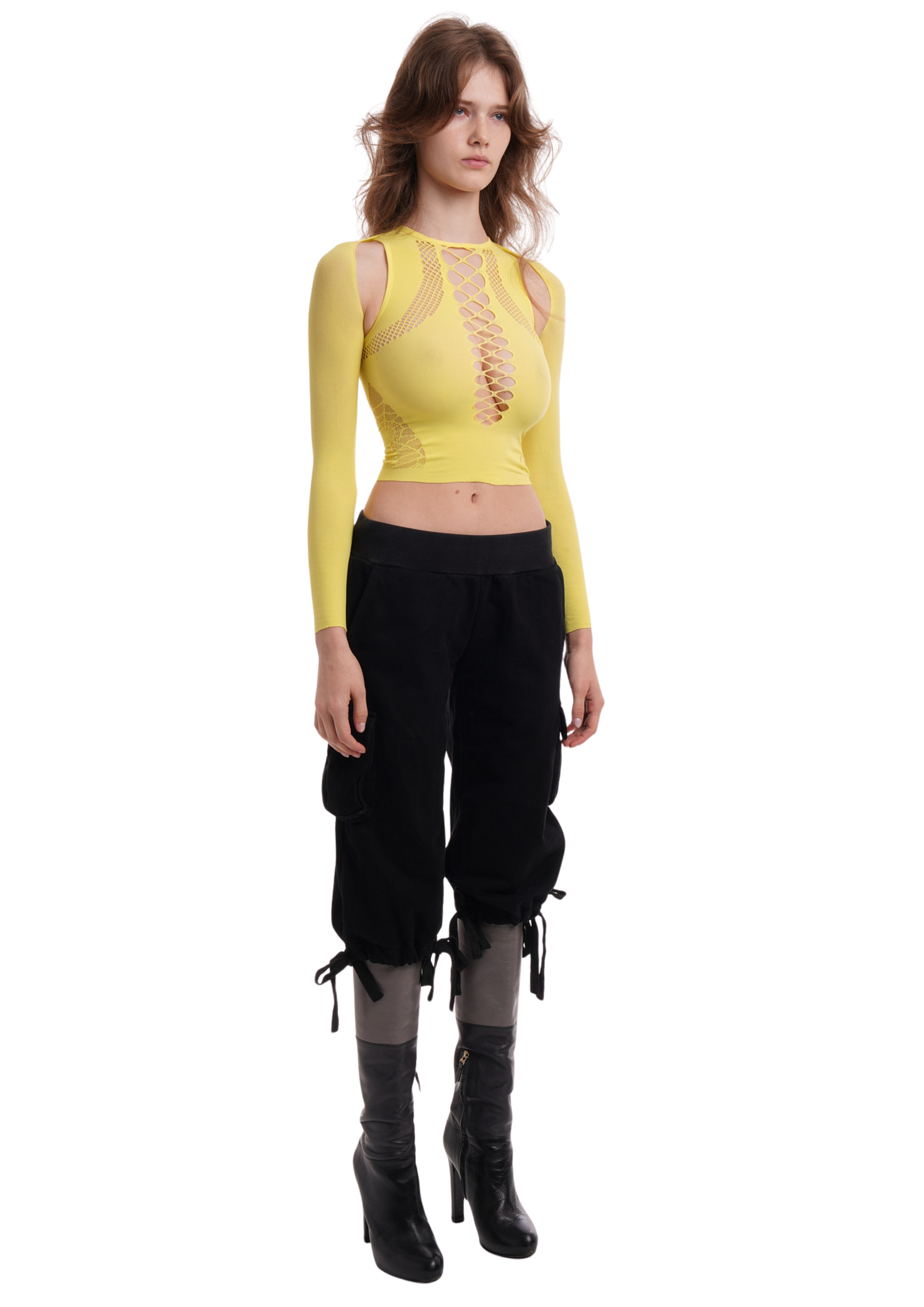 SHAPEWEAR STRETCH TOP & SLEEVES IN YELLOW