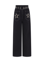 BAGGY JEANS IN WASHED BLACK WITH STUDS