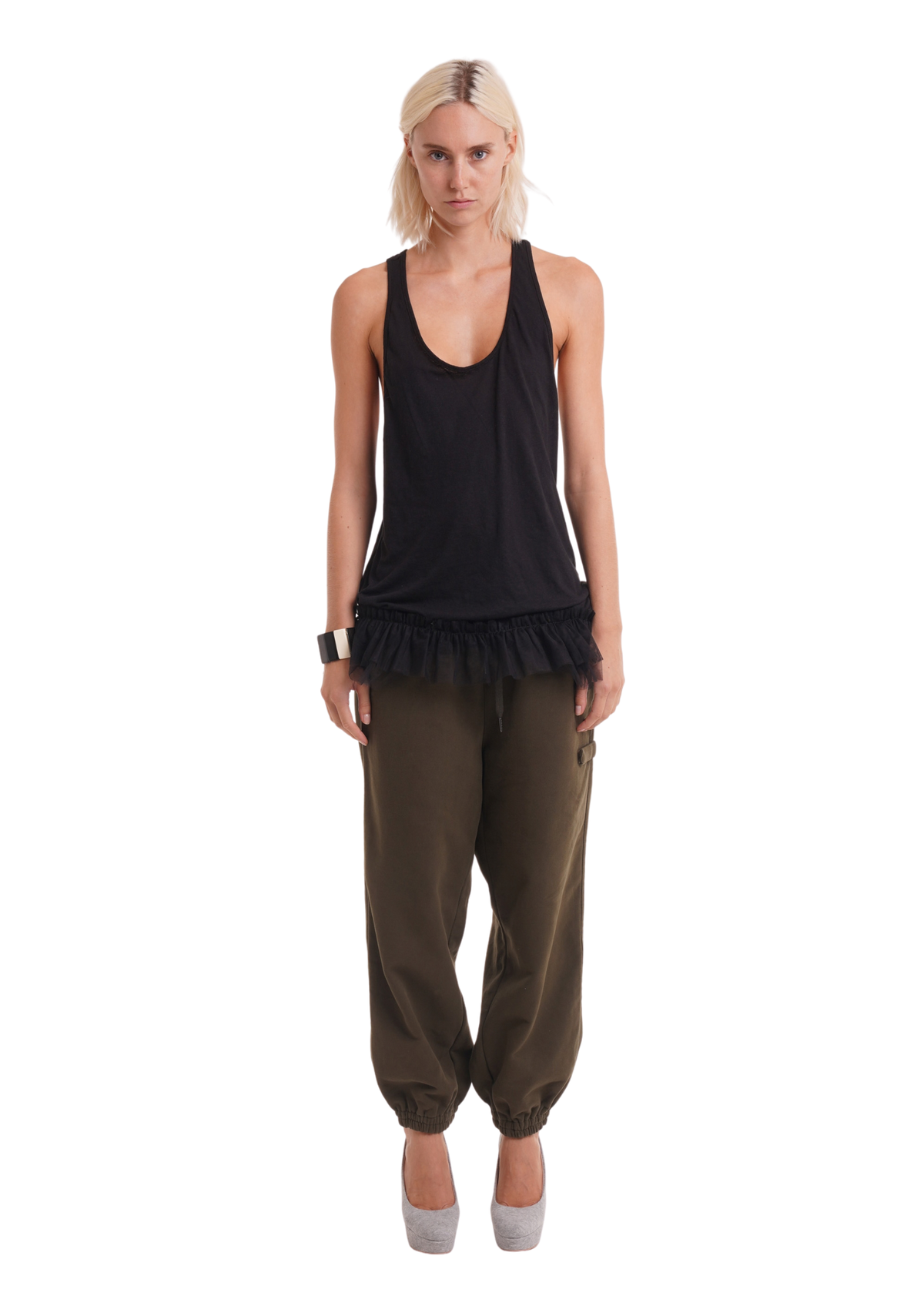 TULLE TANK IN BLACK