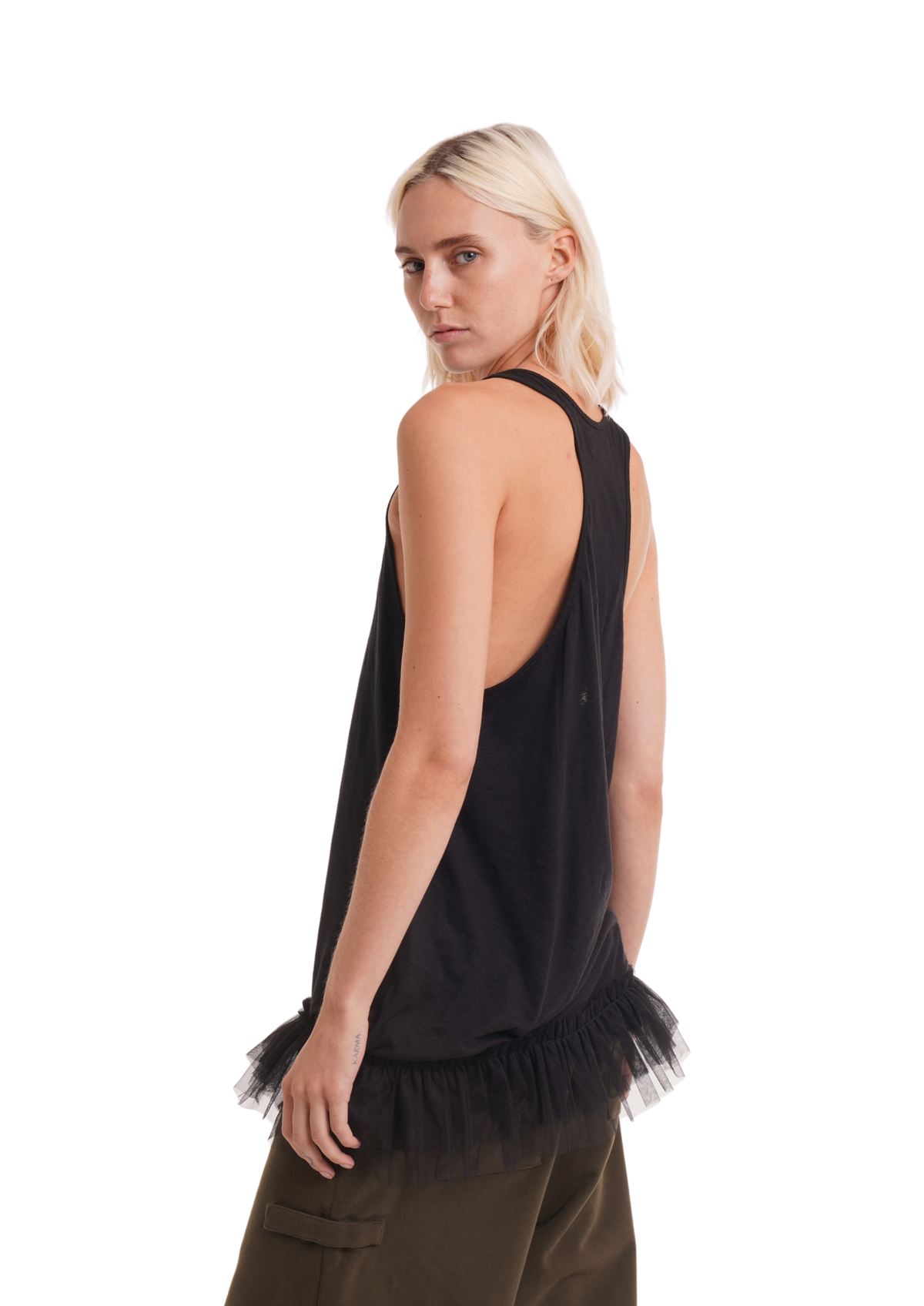 TULLE TANK IN BLACK