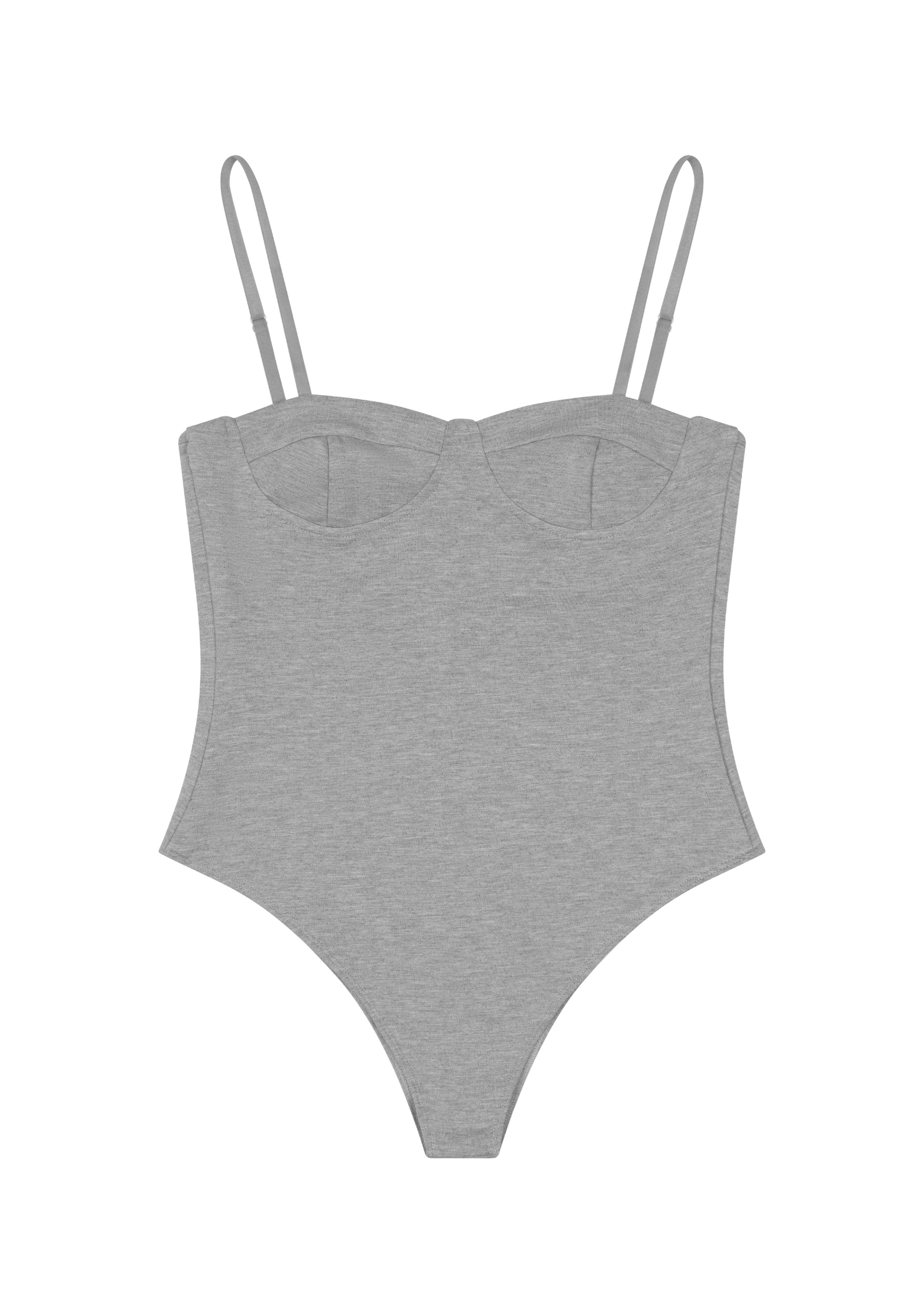 THE PLUNGE BODYSUIT IN GREY MARL