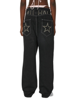 BAGGY JEANS IN WASHED BLACK WITH STUDS