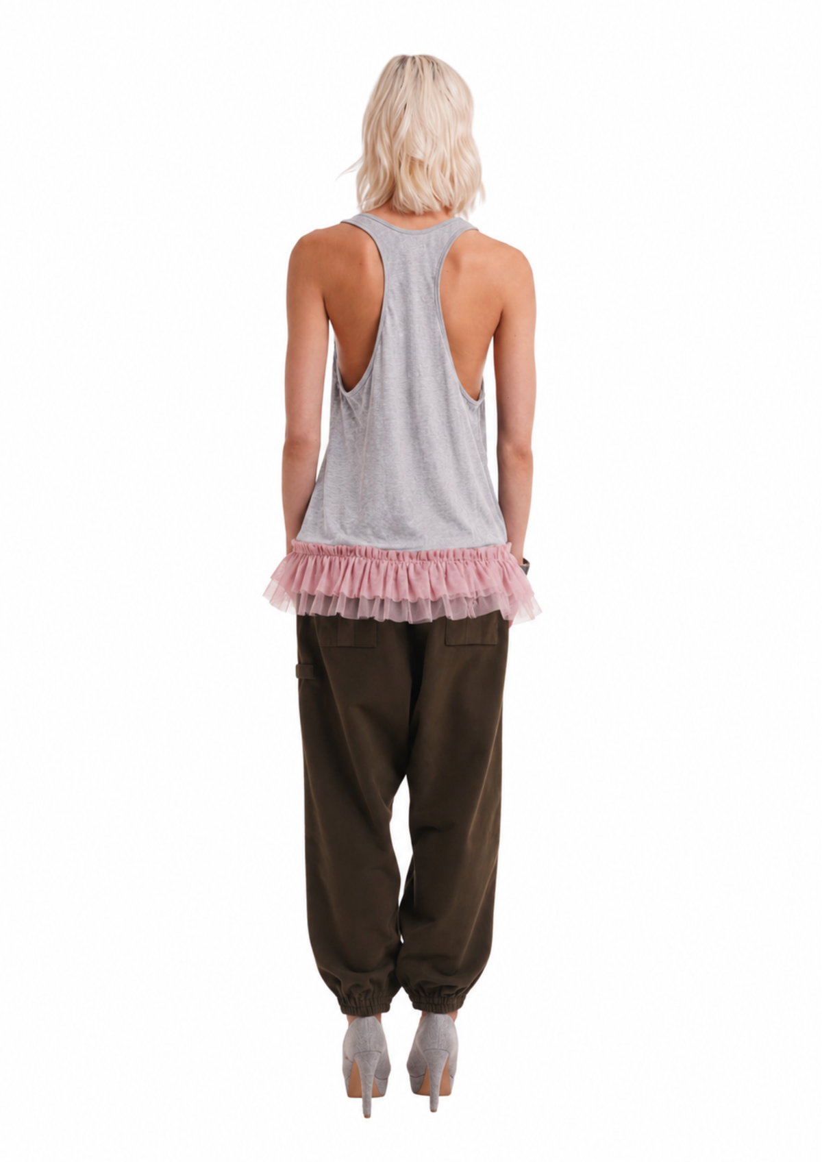 TULLE TANK IN GREY MARL