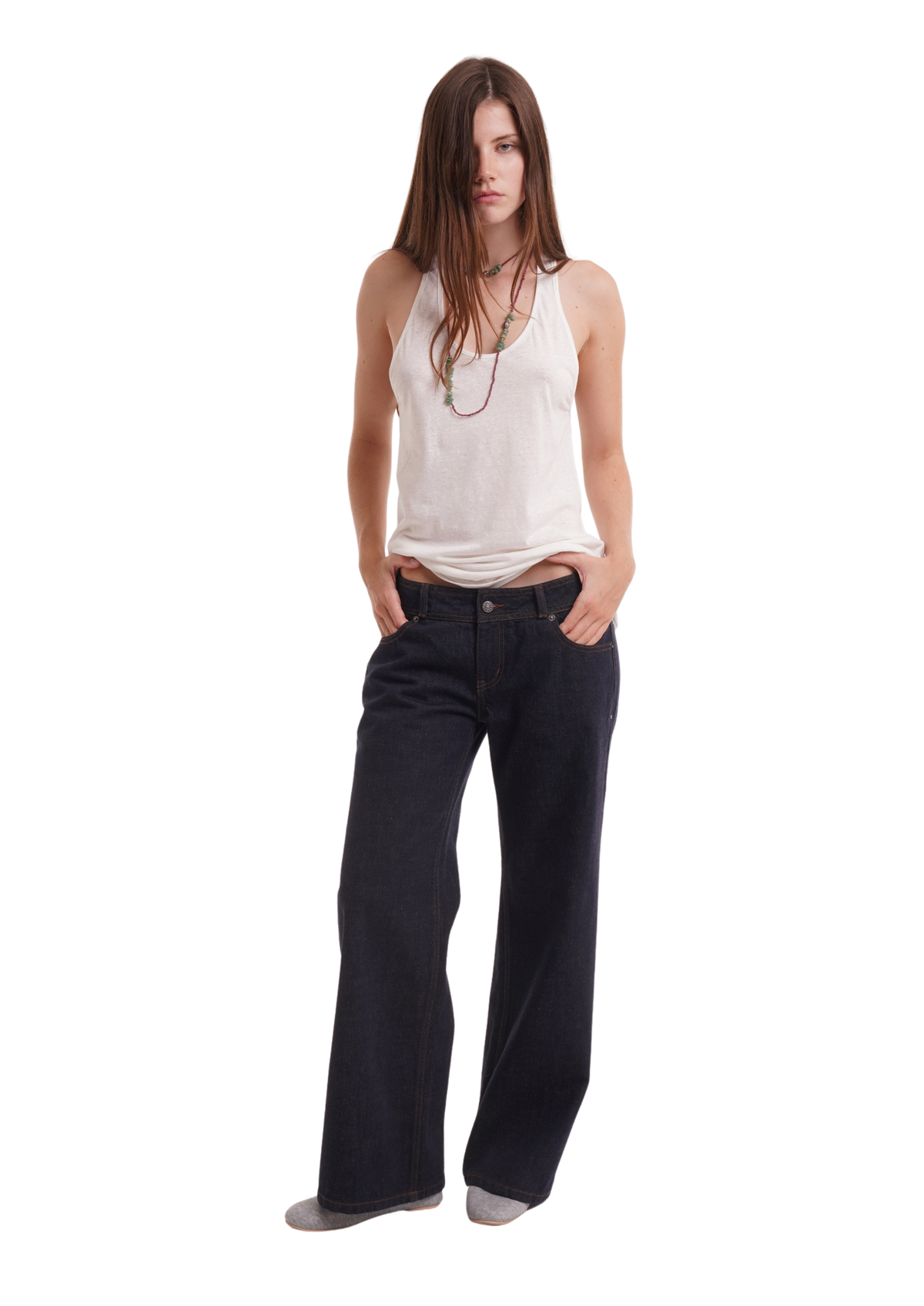 LOW WAIST RELAXED LEG JEANS IN INDIGO