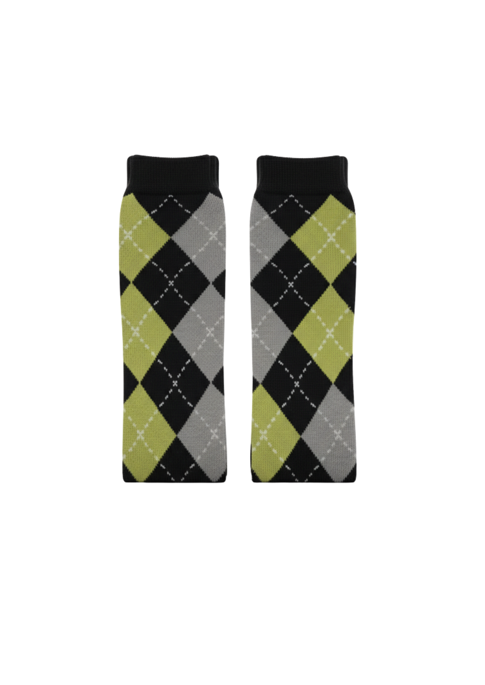 ARGYLE SOCKS IN GREY & LIME