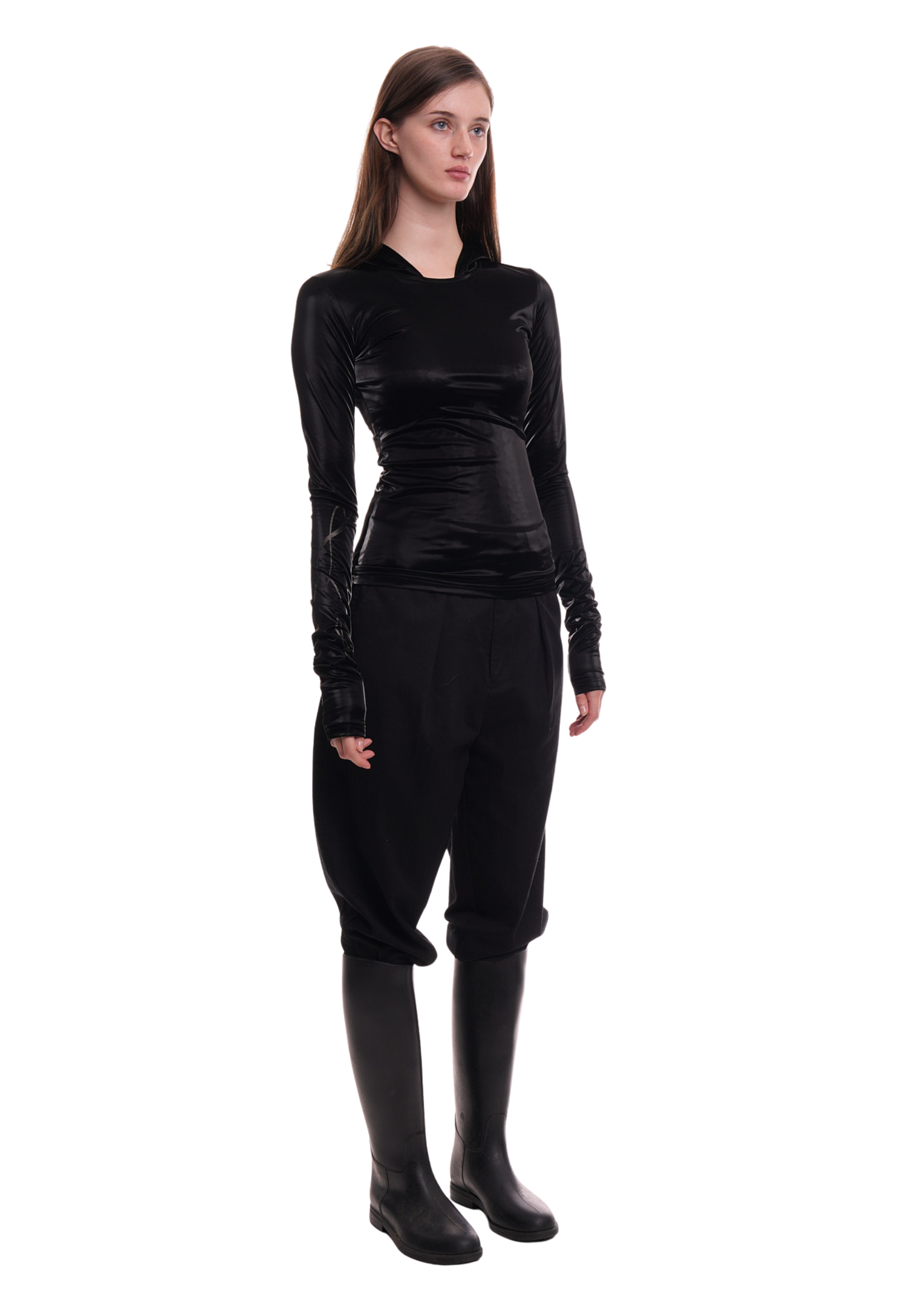 BELLA TOP IN BLACK GLOSS