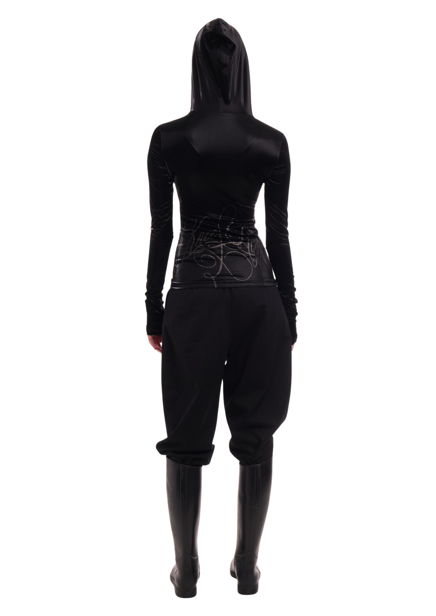 BELLA TOP IN BLACK GLOSS