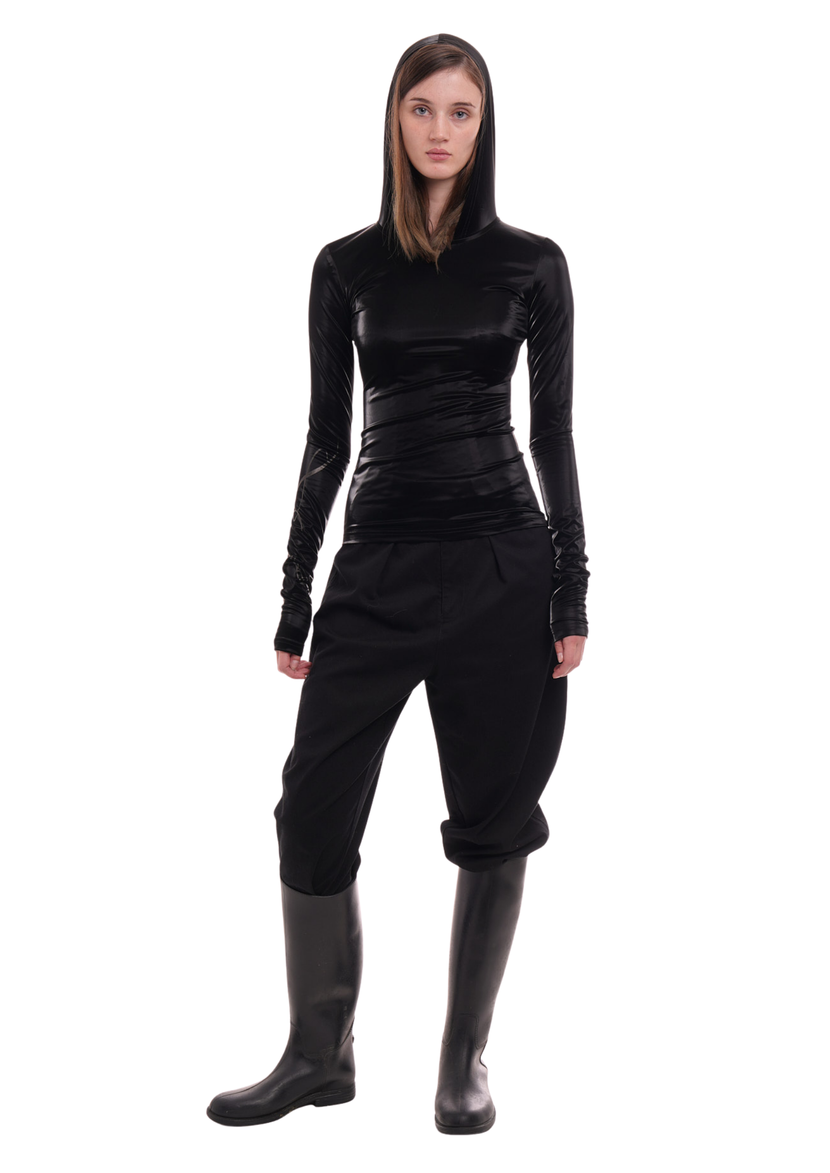 BELLA TOP IN BLACK GLOSS