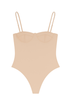 THE PLUNGE BODYSUIT IN LIGHT TAUPE