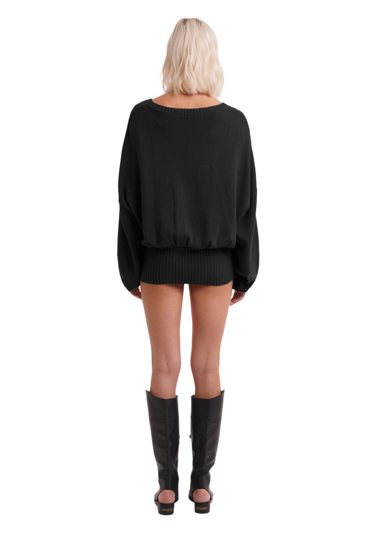 THE BUCKLE CARDIGAN DRESS IN BLACK