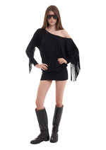 CHARLI FRINGE DRESS IN BLACK
