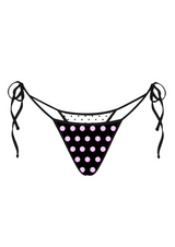 POLKA TRIANGLE BIKINI THONG IN REVERSE BLACK & WHITE