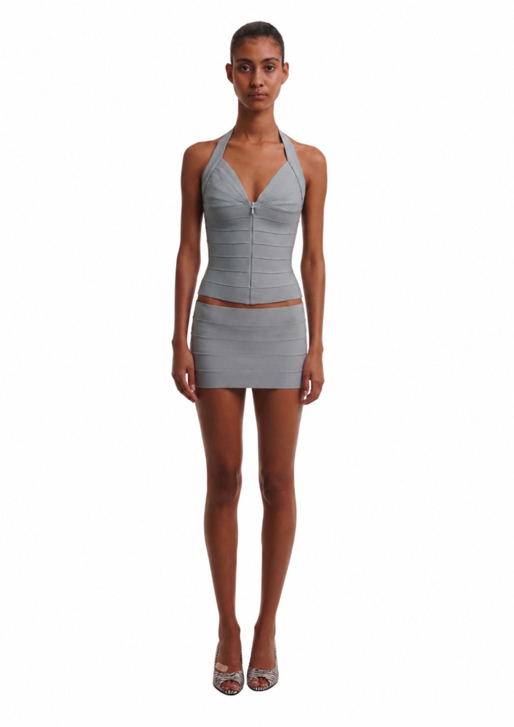 BANDAGE HALTER TOP IN GREY