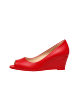 OPEN TOE MULE WEDGE IN RED