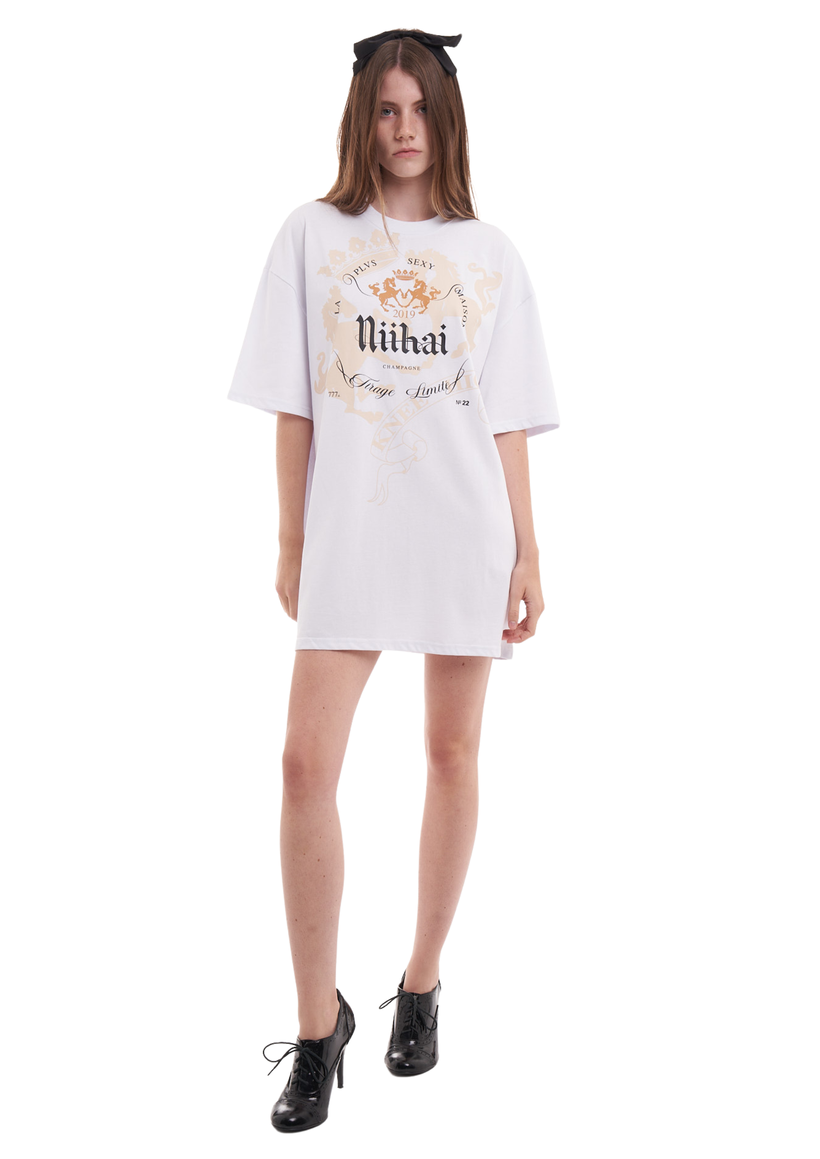 CHAMPAGNE OVERSIZED T-SHIRT IN WHITE