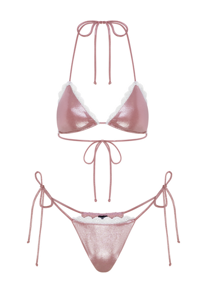 Lara Pink Designer Bikini Set: Shimmer in Swarovski