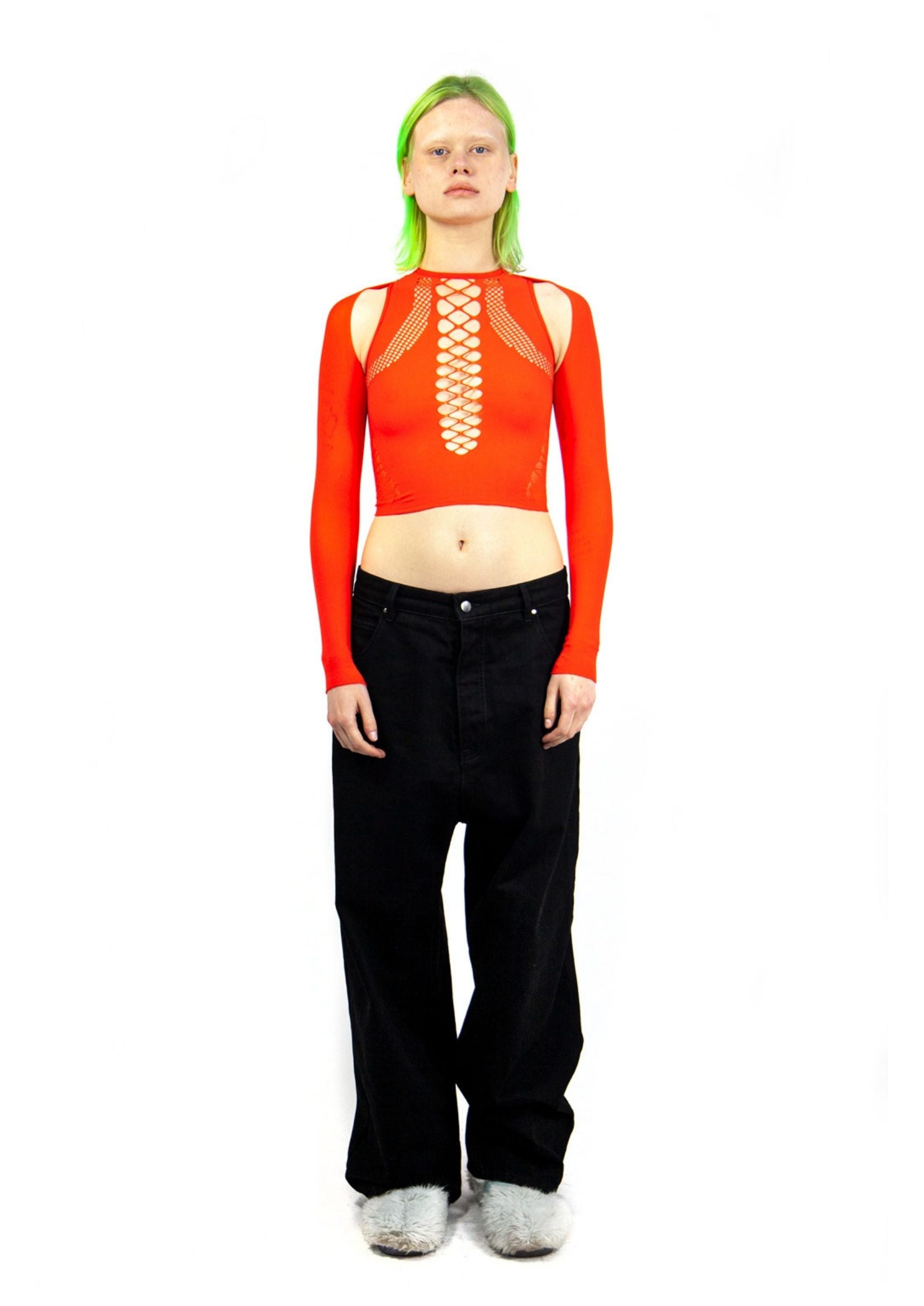 SHAPEWEAR STRETCH TOP & SLEEVES IN RED