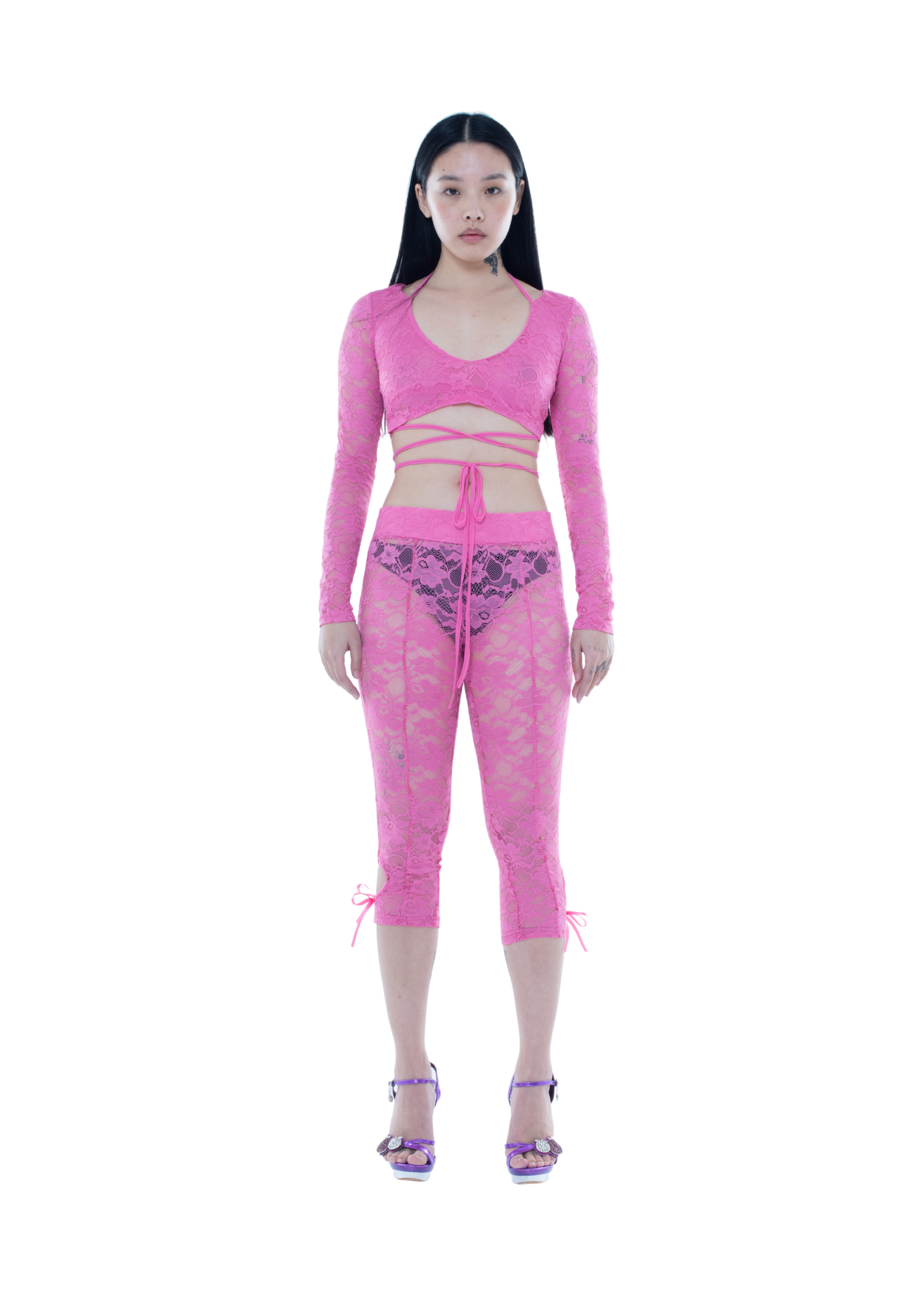 NiiHAi Ltd — LACE CROP TOP IN PINK