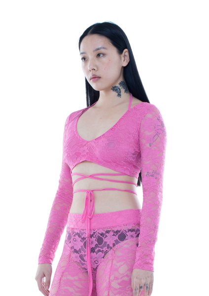 NiiHAi Ltd — LACE CROP TOP IN PINK