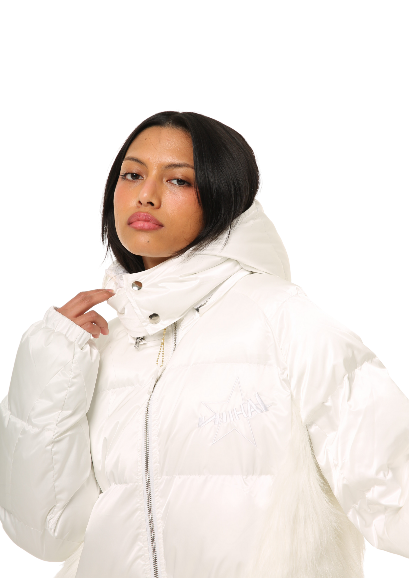 WHITE FLUFFY PUFFER COAT